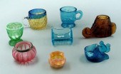Eight pieces pressed glass: in