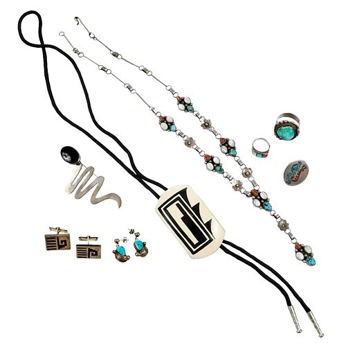EIGHT PIECES SILVER AND