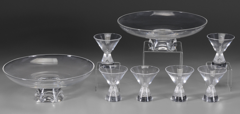 Eight Pieces Steuben Glass