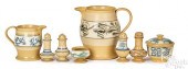 EIGHT PIECES YELLOWWARE, 19TH