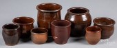 EIGHT REDWARE CROCKS, 19TH C.E