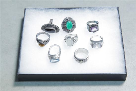 EIGHT RINGS. All Sterling and