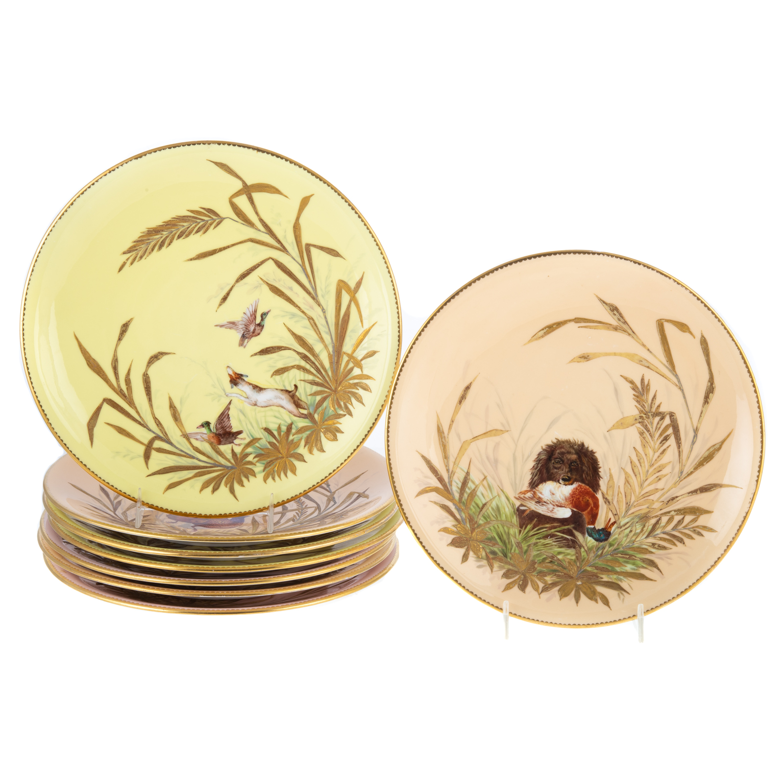 EIGHT ROYAL CROWN DERBY GAME PLATES