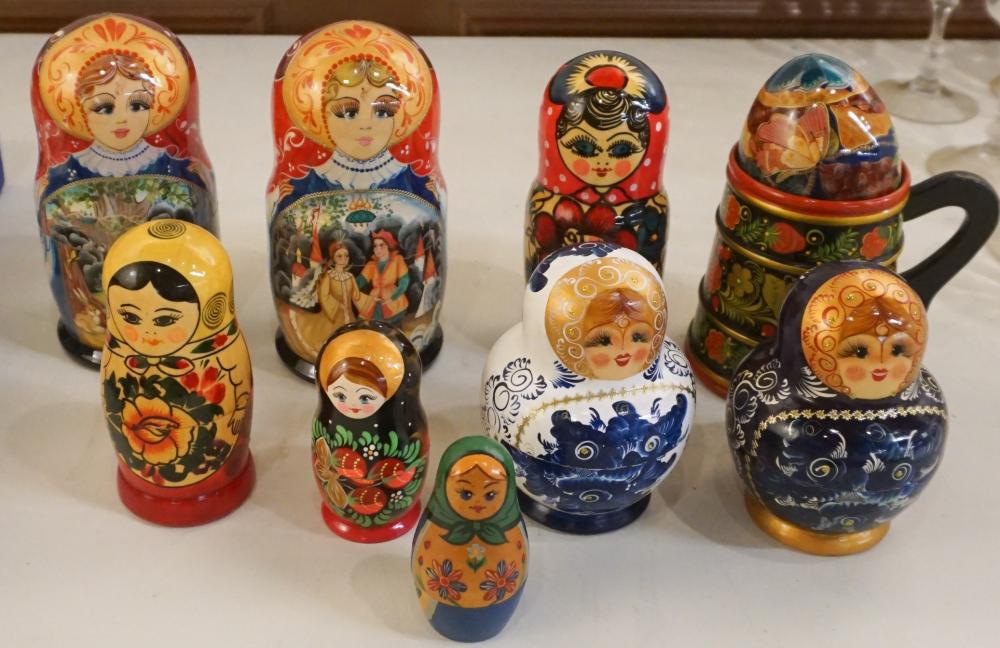 EIGHT RUSSIAN LACQUERED NESTING
