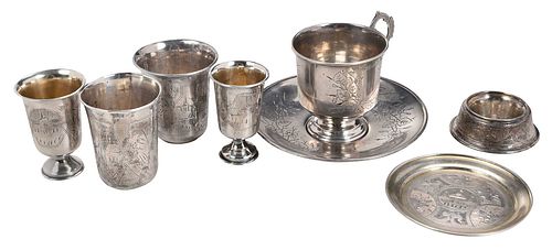 EIGHT RUSSIAN SILVER TABLE