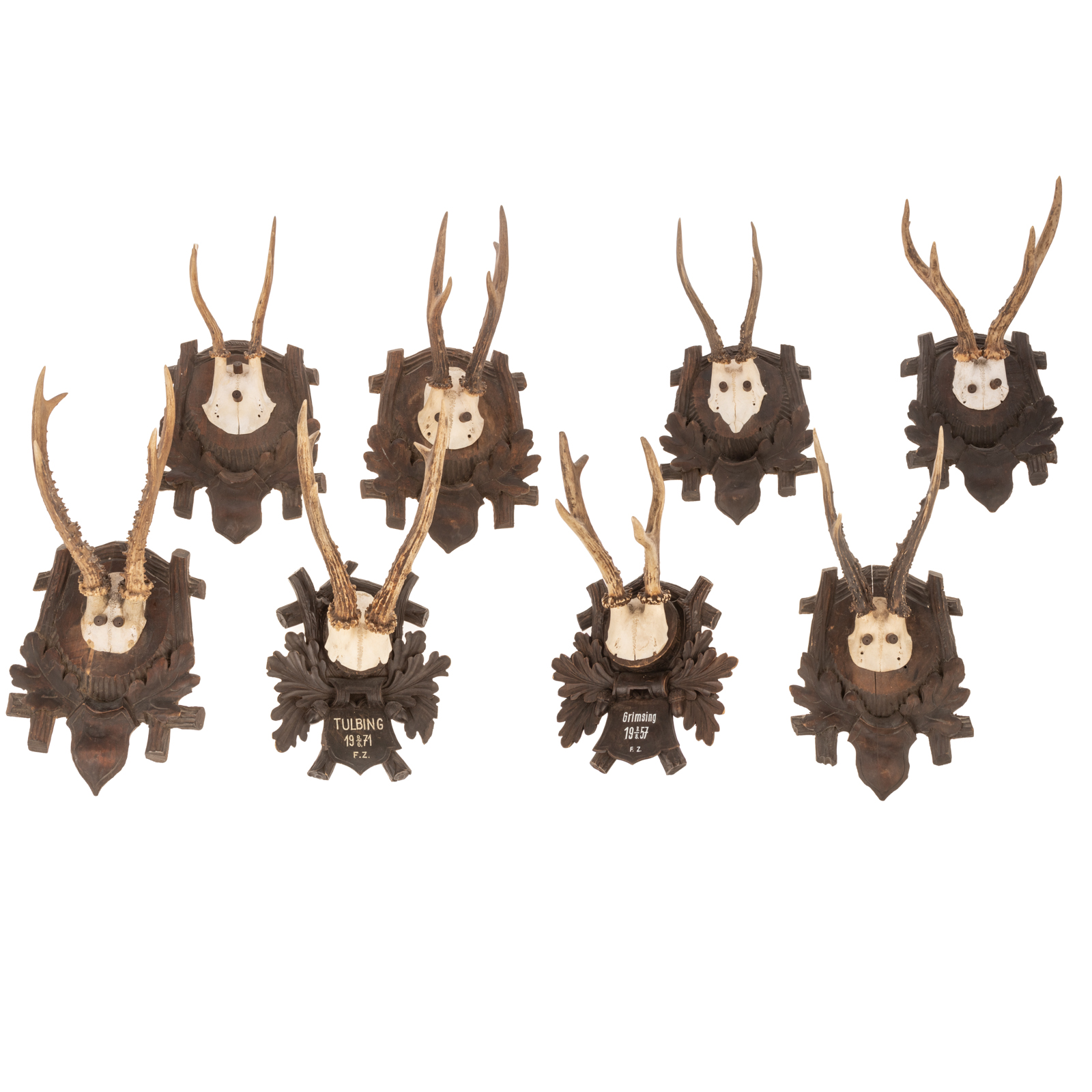 EIGHT SETS OF ROEBUCK ANTLER MOUNTS