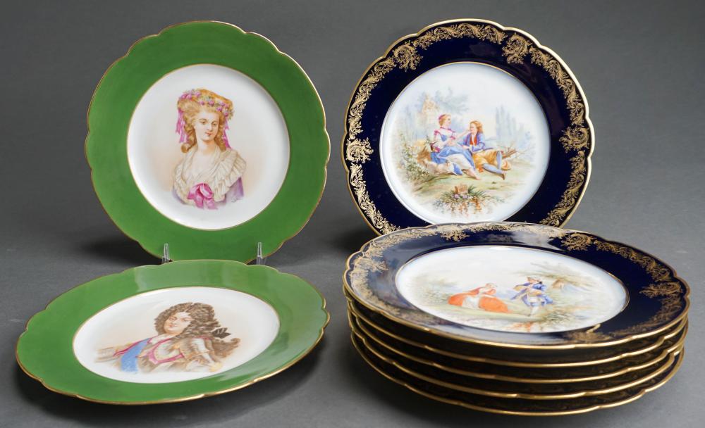 EIGHT SEVRES TYPE PORCELAIN