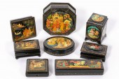 EIGHT SIGNED RUSSIAN LACQUERED