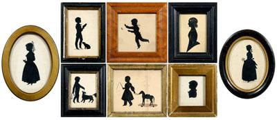 Eight silhouettes of children,