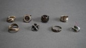 EIGHT SILVER AND OTHER RINGSEi