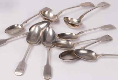 Eight silver fiddle pattern dessert