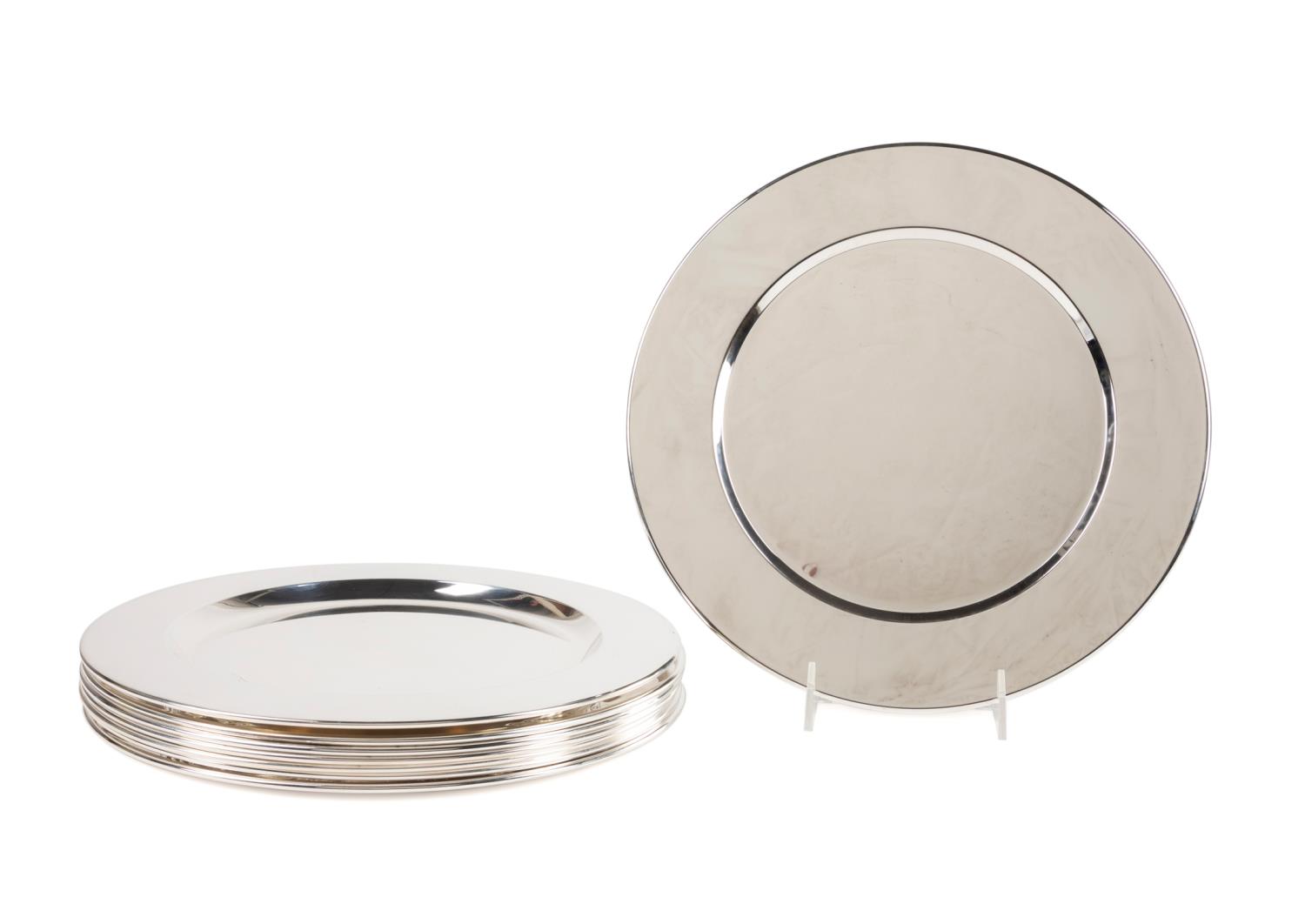 EIGHT SILVERPLATE CHARGERS, INCL.