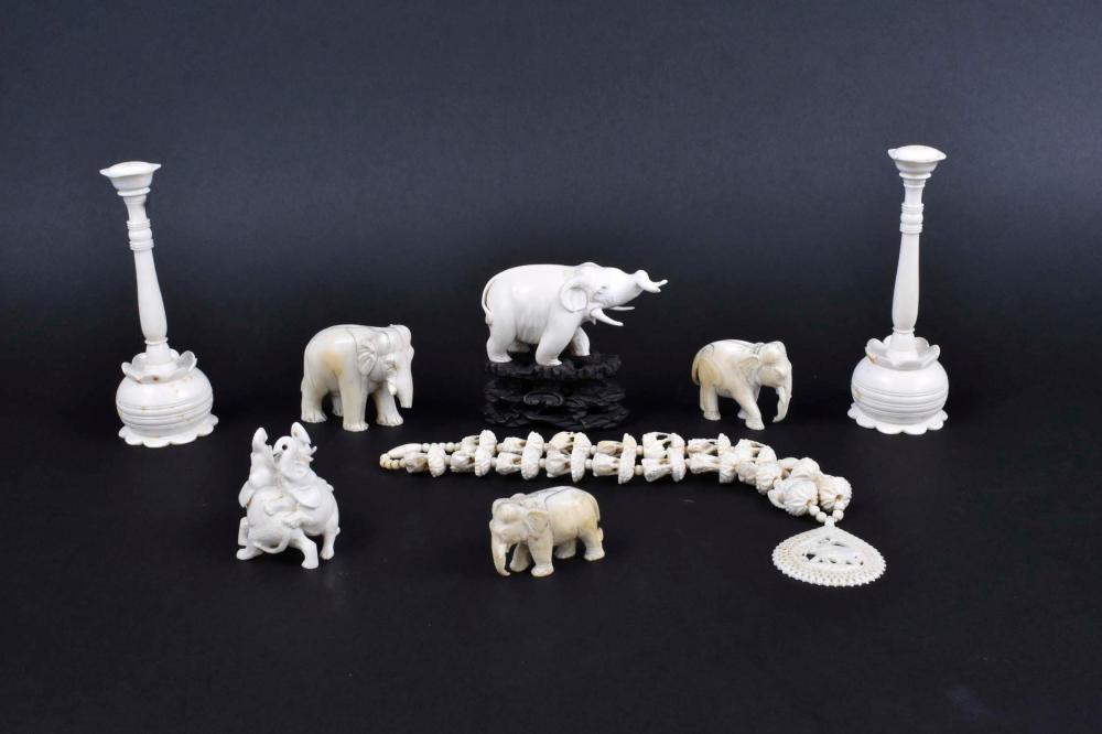 EIGHT SOUTH INDIAN CARVED