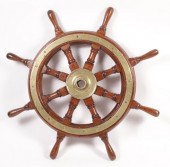 EIGHT SPOKE MAHOGANY AND BRASS