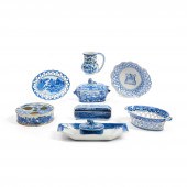 EIGHT STAFFORDSHIRE BLUE TRANS