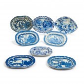 EIGHT STAFFORDSHIRE BLUE TRANS