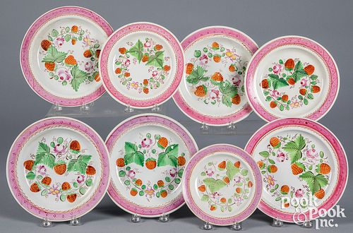 EIGHT STAFFORDSHIRE STRAWBERRY