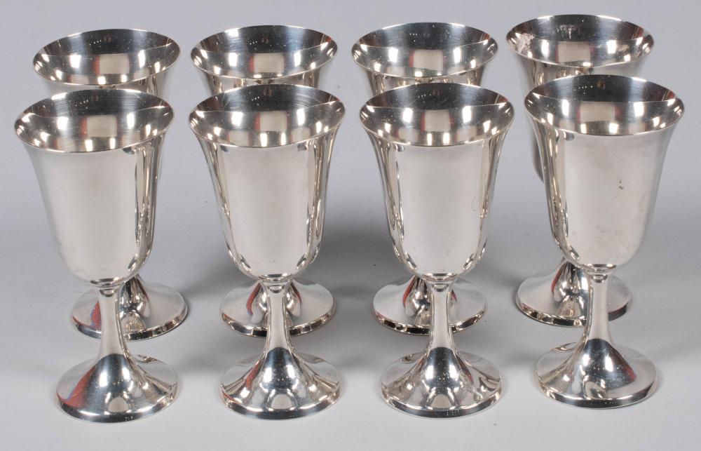 EIGHT STERLING GOBLETS WITH