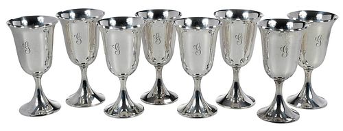 EIGHT STERLING GOBLETSAmerican,