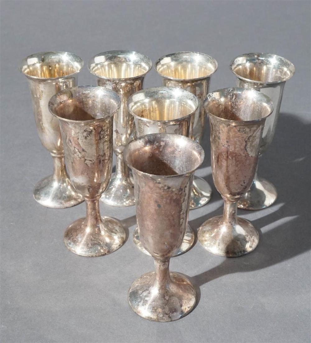 EIGHT STERLING SILVER CORDIALS, 7.9