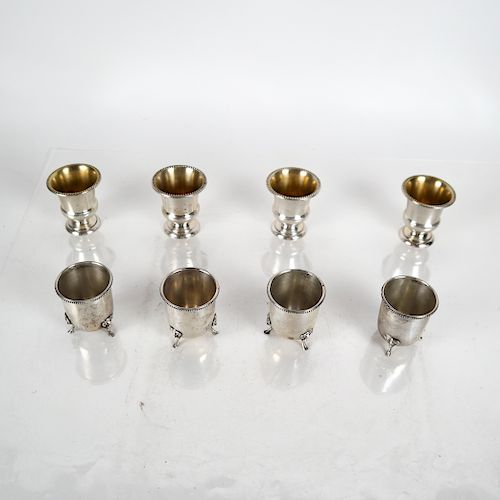 EIGHT STERLING SILVER SALTSTwo sets