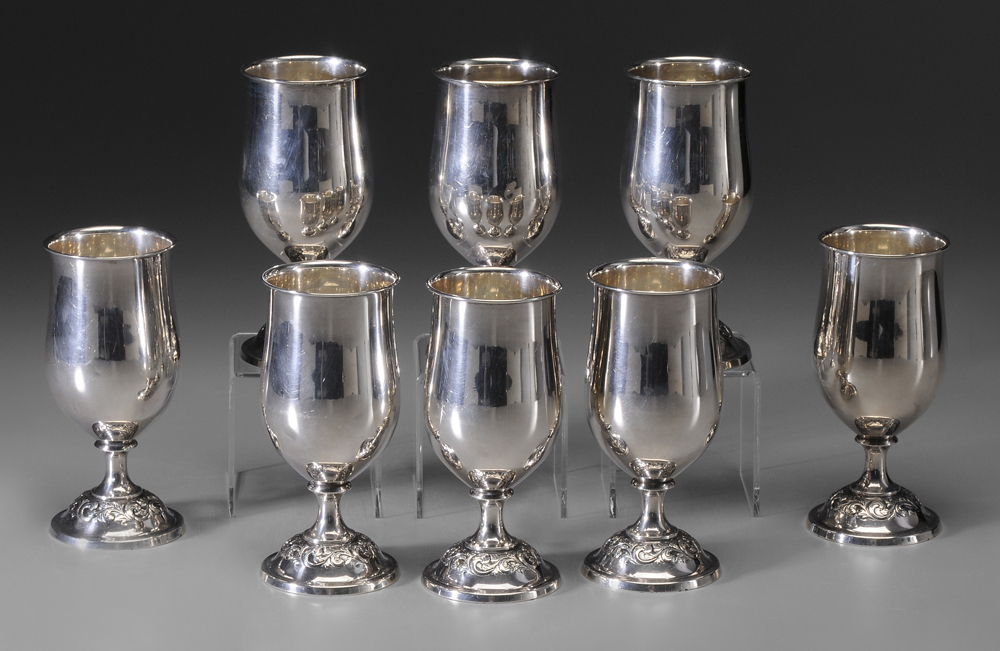 Eight Sterling Towle Goblets