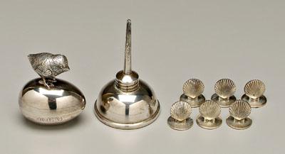 Eight Tiffany sterling items: egg