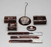 Eight tortoise desk pieces: tw