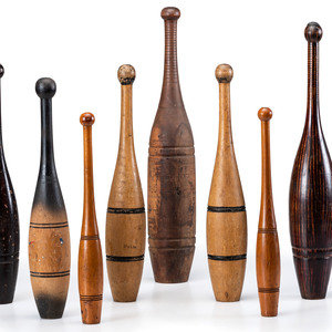 Eight Turned Wood Juggling Pins