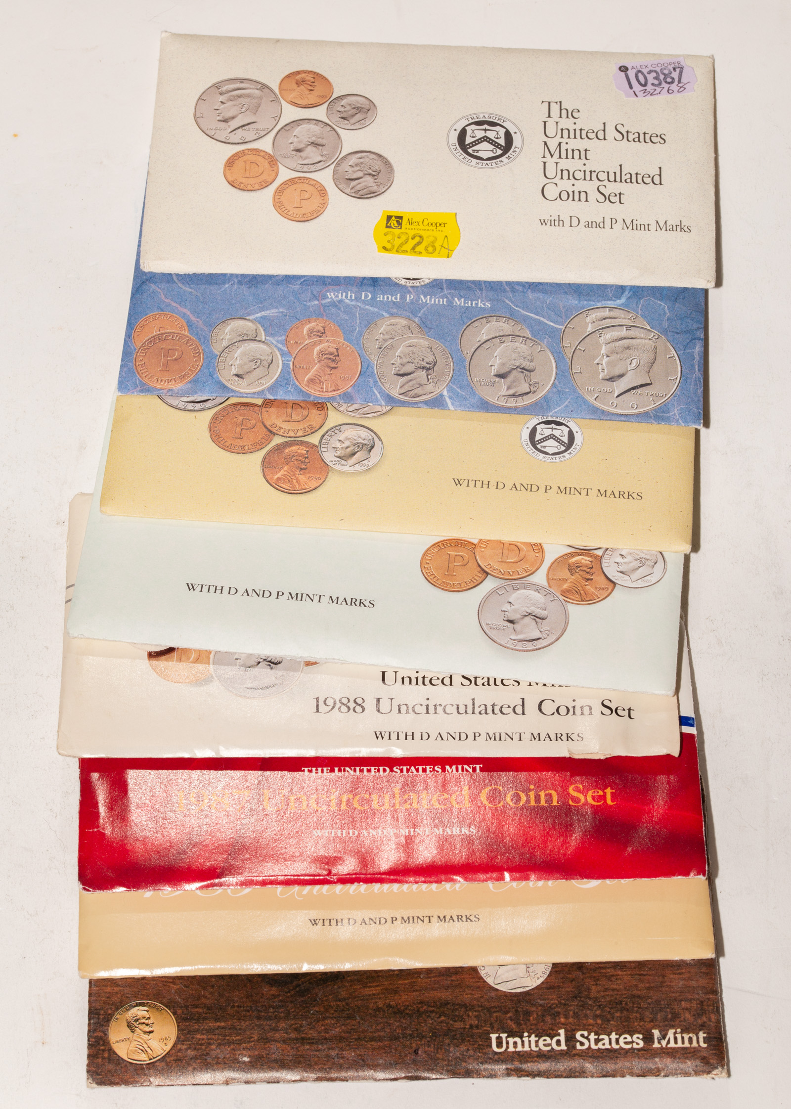 EIGHT US MINT SETS 1985-1992 8 year