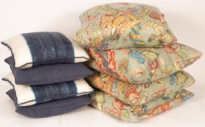Eight various cushions
