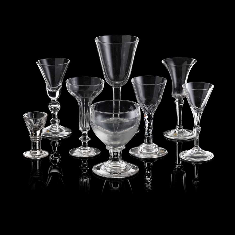 EIGHT VARIOUS GEORGIAN GLASSES LATE