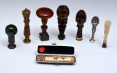 EIGHT WAX STAMP SEALS OF METAL