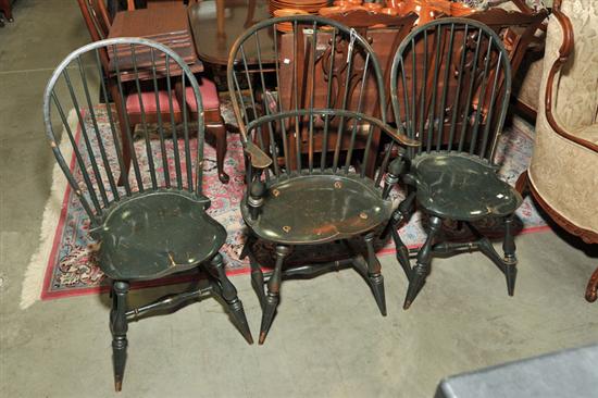 EIGHT WINDSOR STYLE CHAIRS. Green