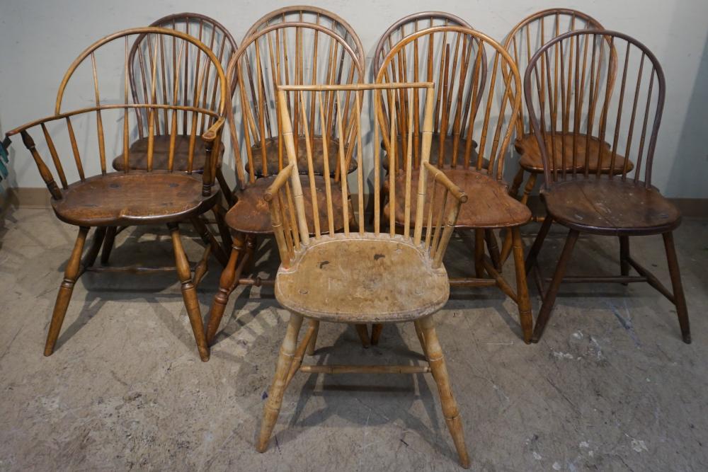 EIGHT WINDSOR STYLE TURNED MAPLE,