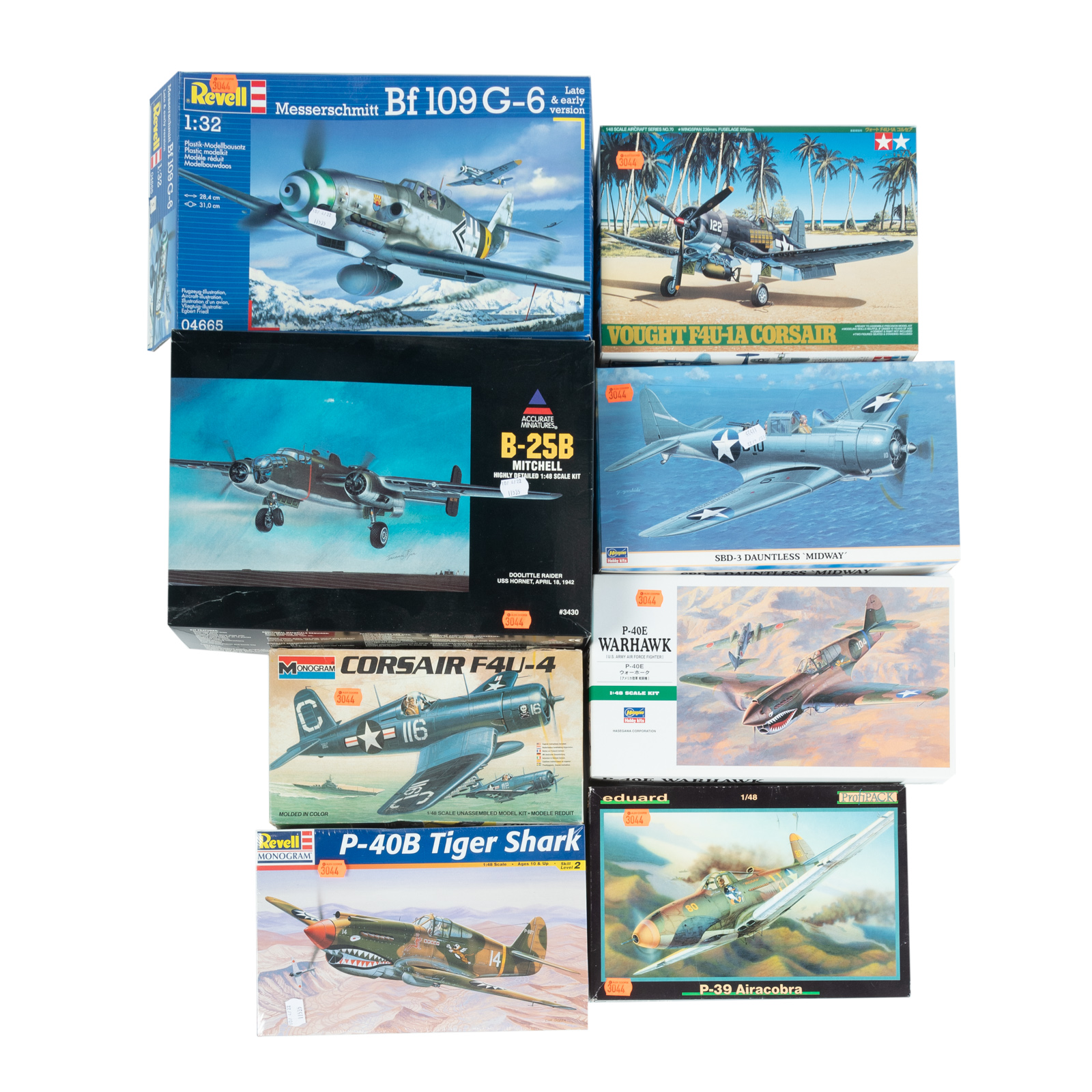 EIGHT WWII AIRCRAFT MODEL KITS