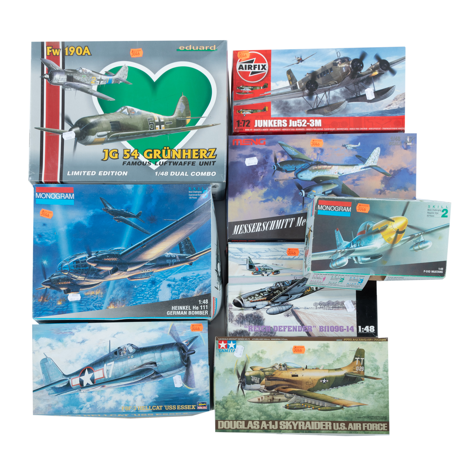 EIGHT WWII AIRCRAFT MODEL KITS