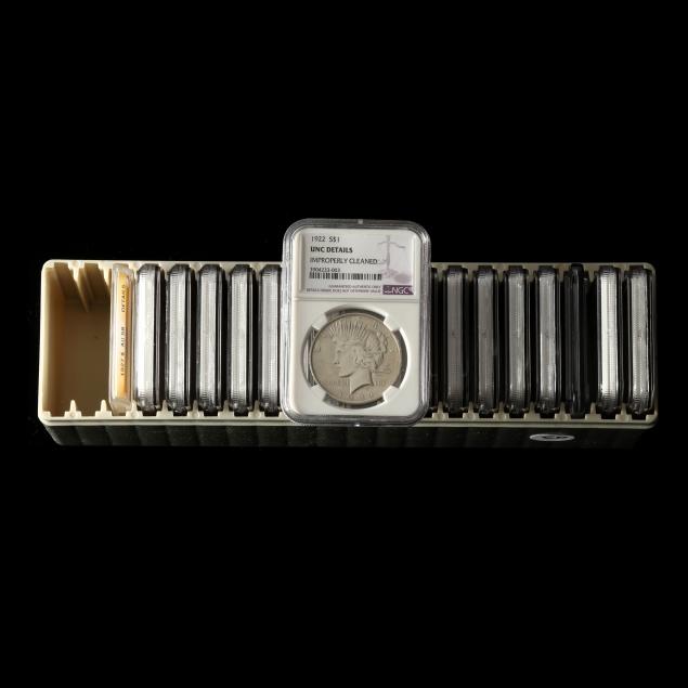 EIGHTEEN (18) GRADED PEACE SILVER