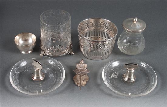 Eighteen cut crystal and sterling