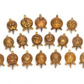 Eighteen Gilt Bronze Turtle Be