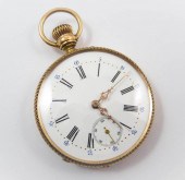EIGHTEEN KARAT GOLD OPEN FACE