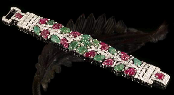 Eighteen-Karat White Gold, Ruby,