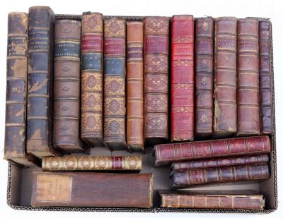 Eighteen leather bound books,