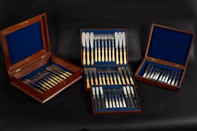 Eighteen pairs of fish knives and