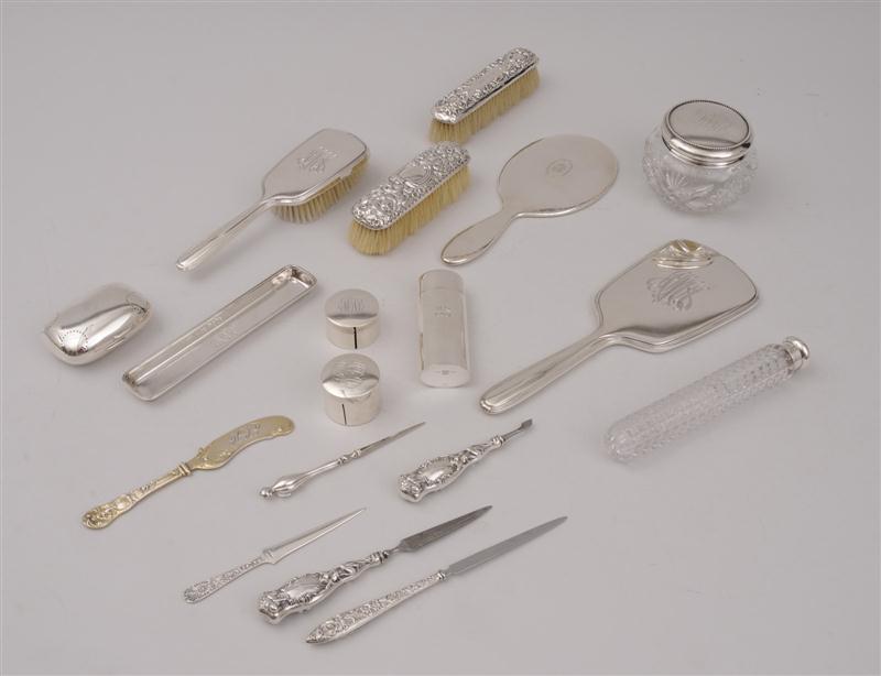 EIGHTEEN SILVER DRESSING TABLE OR