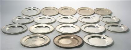 Eighteen sterling silver bread