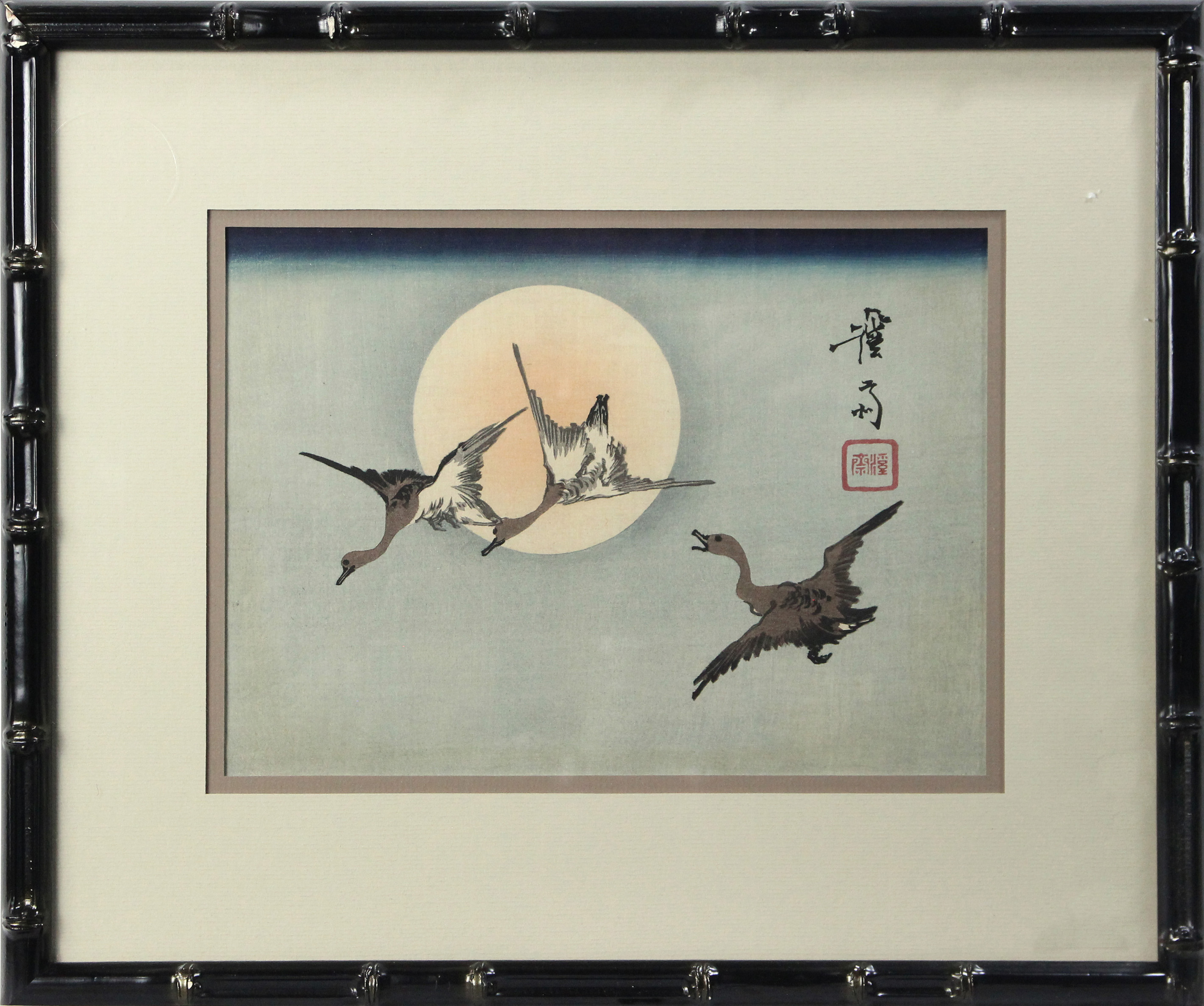 EISEN KEISAI - GEESE AND MOON,
