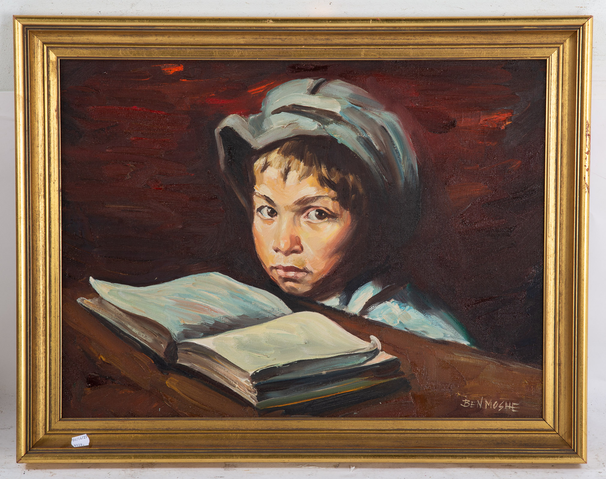 EITAN BEN-MOSHE. BOY WITH BOOK, OIL