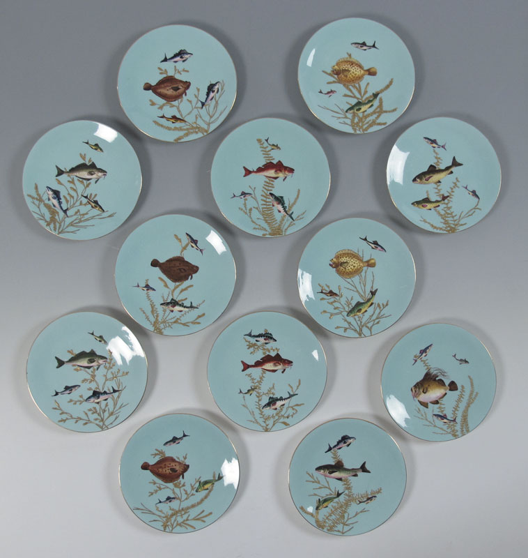 EJD BODLEY SET OF 12 FISH PLATES: