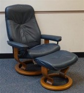 EKORNES BLUE LEATHER UPHOLSTER